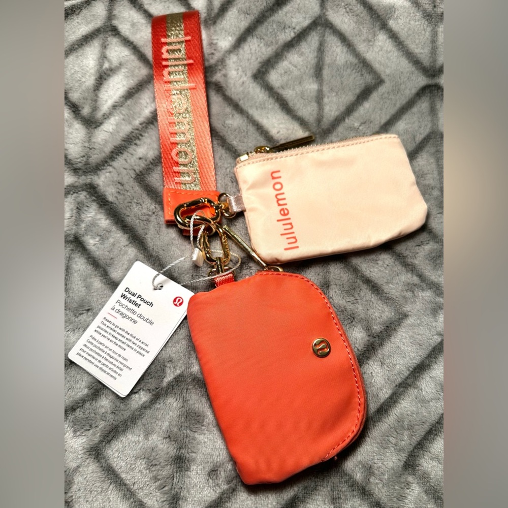 lululemon athletica Orange and Light Pink Dual Pouch Wristlet